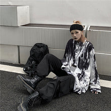 画像をギャラリービューアに読み込む, 原宿系 ストリート系ゆったり長袖シャツ タイダイ柄絞染め風