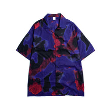 画像をギャラリービューアに読み込む, レトロ柄半袖シャツ ダークグラデ バイオレット原宿風 ブラウス