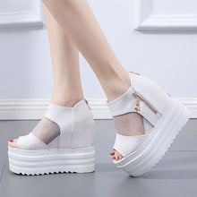 画像をギャラリービューアに読み込む, 厚底PUカジュアルオープントゥサンダルシューズレデイース