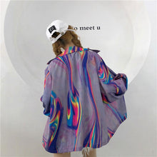 画像をギャラリービューアに読み込む, 長袖柄シャツトップスレデイースダンス洋服原宿系