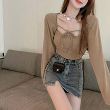 画像をギャラリービューアに読み込む, 韓国系カジュアル カーディガン長袖シャツと キャミソールかわいいセットアップ
