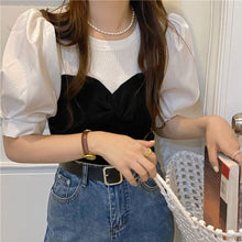 画像をギャラリービューアに読み込む, 着痩せ カジュアルニット半袖Tシャツシンプル ストリート