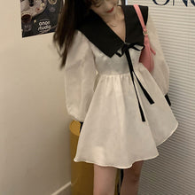画像をギャラリービューアに読み込む, カレッジ風長袖シャツかわいいカジュアルワンピースガーリー
