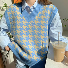 画像をギャラリービューアに読み込む, 韓国系千鳥格子Vネックニットベストガーリー