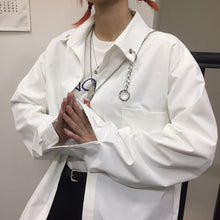 画像をギャラリービューアに読み込む, 原宿系 ストリート系チェーン付き長袖シャツレデースメンズファッション