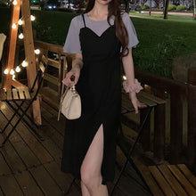 画像をギャラリービューアに読み込む, 春夏サイドスリットカジュアルロング丈ワンピース レディース