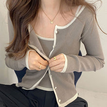 画像をギャラリービューアに読み込む, 韓国系長袖薄手ニット カーディガン & キャミソールセットアップレディス