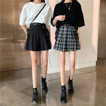 画像をギャラリービューアに読み込む, ストリート系ハイウエスト カジュアルスカートチェック柄原宿系ダンス服ベルト付き