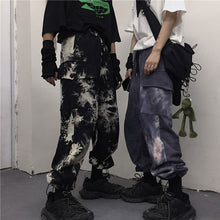 画像をギャラリービューアに読み込む, ストリート系カーゴパンツ タイダイ柄 原宿風 ロングパンツ