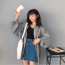 画像をギャラリービューアに読み込む, 長袖 シャツ チェック柄合わせやすいブラウス