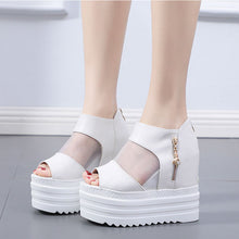 画像をギャラリービューアに読み込む, 厚底PUカジュアルオープントゥサンダルシューズレデイース