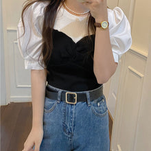 画像をギャラリービューアに読み込む, 着痩せ カジュアルニット半袖Tシャツシンプル ストリート