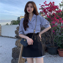 画像をギャラリービューアに読み込む, シャツ とスカート気質ワンピース2点セットアップ