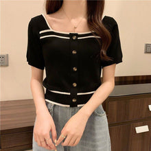 画像をギャラリービューアに読み込む, 韓国系合わせやすい半袖ニットTシャツブラウスガーリー
