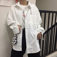 画像をギャラリービューアに読み込む, 原宿系 ストリート系チェーン付き長袖シャツレデースメンズファッション