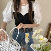 画像をギャラリービューアに読み込む, 着痩せ カジュアルニット半袖Tシャツシンプル ストリート