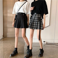 画像をギャラリービューアに読み込む, ストリート系ハイウエスト カジュアルスカートチェック柄原宿系ダンス服ベルト付き