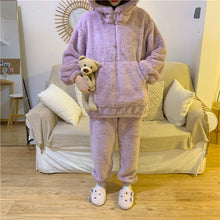 画像をギャラリービューアに読み込む, かわいいもこもこフーディーフリースルームウェアパジャマ ガーリーカジュアル