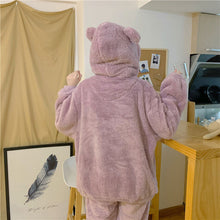 画像をギャラリービューアに読み込む, かわいいもこもこフーディーフリースルームウェアパジャマ ガーリーカジュアル