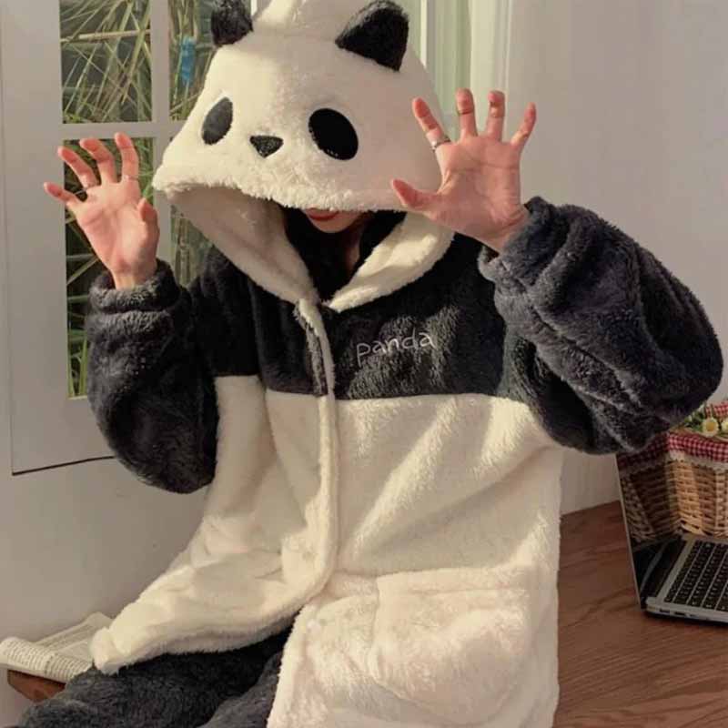 かわいいパンダパジャマ新型ins韓国版厚手の部屋着セット室内着パジャマ