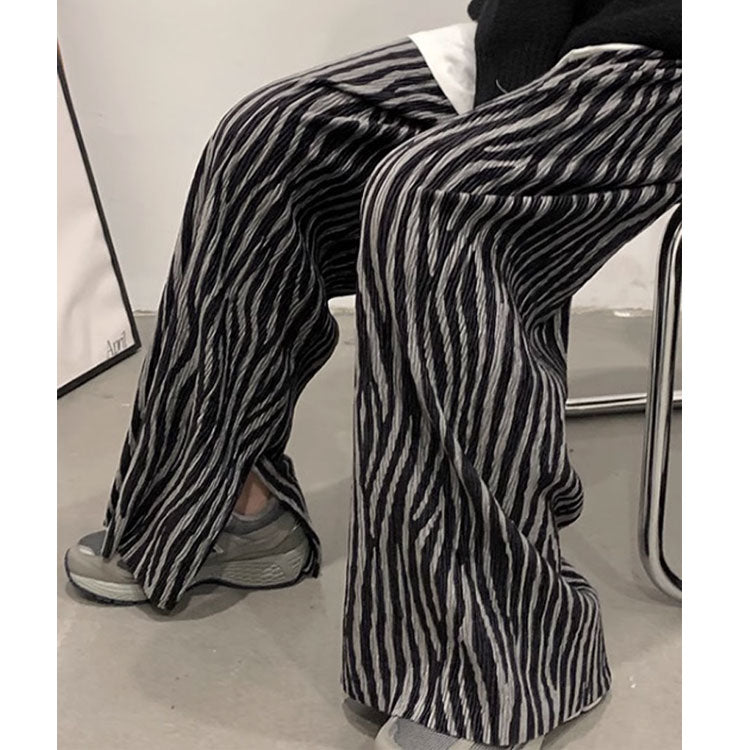 原宿系ダンス洋服ゼブラ柄ゆったり柄パンツ系レデイーズ冬