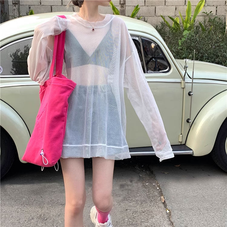 長袖 メッシュトップス 透け感ダンス 衣装 個性的 服 ストリート系シャツレディース韓国ファッション