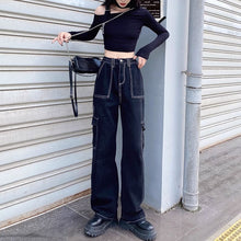 画像をギャラリービューアに読み込む, 原宿風デニムハイウエストボトムスパンツヒップホップスタイルストリート
