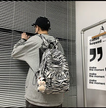 画像をギャラリービューアに読み込む, 韓国系ヒョウ柄バックパック アニマル柄 カジュアル大容量通学ヒョウ柄リュック
