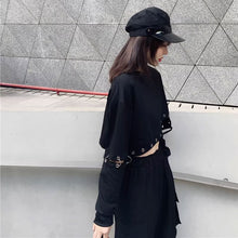 画像をギャラリービューアに読み込む, 原宿系ダンス洋服ショート丈トップス 長袖Tシャツレデイーズカジュアル
