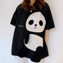画像をギャラリービューアに読み込む, 韓国漫画パンダ柄オールマッチルーズトップ半袖Tシャツ
