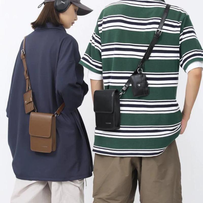 トレンディな軽量小型ショルダーバッグ、携帯電話バッグ、男性と女性向けのシンプルなフリップトップ縦型カードホルダー、クラシックで多用途なクロスボディバッグ