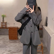 画像をギャラリービューアに読み込む, 2点セットジャケット と ワイドパンツかっこいいセット韓国っぱレデイーズカジュアルゆったり セット
