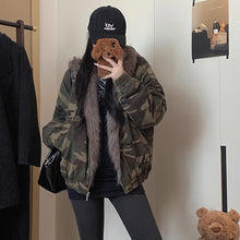 画像をギャラリービューアに読み込む, アウター レディース コート 帽子 フーディ ファー もこもこ 迷彩 ミリタリー パーカー 長袖 トップス 大きいサイズ あったたか 防寒 厚手 春 秋 冬 ガールズ ストリート系 カジュアル かわいい 秋冬新作 原宿系スタイル ファッション 韓国
