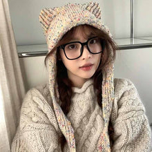 画像をギャラリービューアに読み込む, 2023新型かわいいクマ帽子秋冬暖かくて顔が小さく見える毛糸帽子耳保護ニット帽
