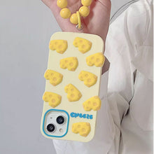 画像をギャラリービューアに読み込む, かわいいiphoneケースチーズスマホグリップシリコンiphone 13 iphone 14 iphone 15 iphone 16ブレスレット付き漫画ケース
