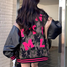 画像をギャラリービューアに読み込む, 迷彩　ミリタリー　刺繍　ワッペン　スタジャン　ベースボールジャケット　韓国系ファッション　韓国　ジャケット　ブルゾン　ジャンパー　レディース　メンズ　ダンス衣装 イベント　個性的　奇抜　ストリート　HIPHOP　アウター原宿系スタイル ファッション 韓国 個性 派手 奇抜 モテカワ 派手

