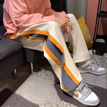 画像をギャラリービューアに読み込む, 原宿系無地ストレートダンス衣装バイカラーボタンデニムHIPHOPピンクロングワイドパンツヒップホップ個性的奇抜大きいサイズハイウエス
