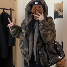 画像をギャラリービューアに読み込む, アウター レディース コート 帽子 フーディ ファー もこもこ 迷彩 ミリタリー パーカー 長袖 トップス 大きいサイズ あったたか 防寒 厚手 春 秋 冬 ガールズ ストリート系 カジュアル かわいい 秋冬新作 原宿系スタイル ファッション 韓国
