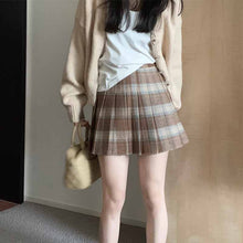 画像をギャラリービューアに読み込む, レトロなチェック半身スカート婦人服新型ハイウエスト着痩せデザイン感A字プリーツスカートins
