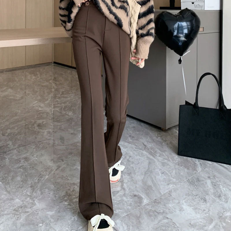 韓国ファッションフレアパンツ ブーツカットロングパンツレデイーズカジュアルパンツ