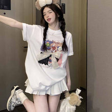 画像をギャラリービューアに読み込む, 半袖プリント Tシャツ立体弓半袖 Tシャツルーズ新しいカジュアルトップスイントレンディなラウンドネック漫画プリントトップス
