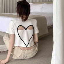 画像をギャラリービューアに読み込む, 夏中空愛半袖 Tシャツレタープリントスリムトップス韓国ファッション韓流 Tシャツ
