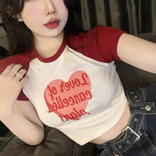 画像をギャラリービューアに読み込む, かわいいカジュアルクロップド丈Tシャツ着痩せトップス韓国っぱストリート系
