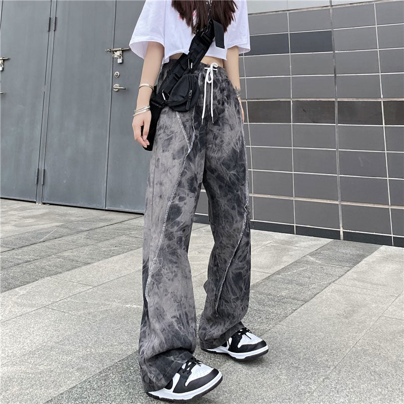 原宿系リバースタイダイパンツダンス洋服ストリート系 カジュアルパンツ
