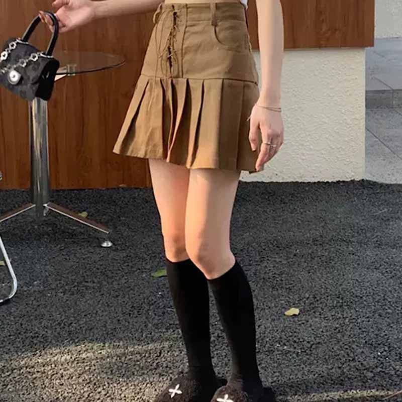 韓国っぱプリーツスカートカジュアルミニスカートオシャレスカートレデイーズ気質