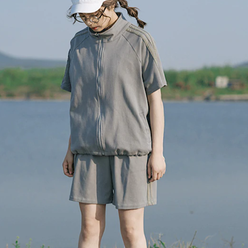 ハーフパンツ ジップパーカー セットアップ 2点セット 半袖