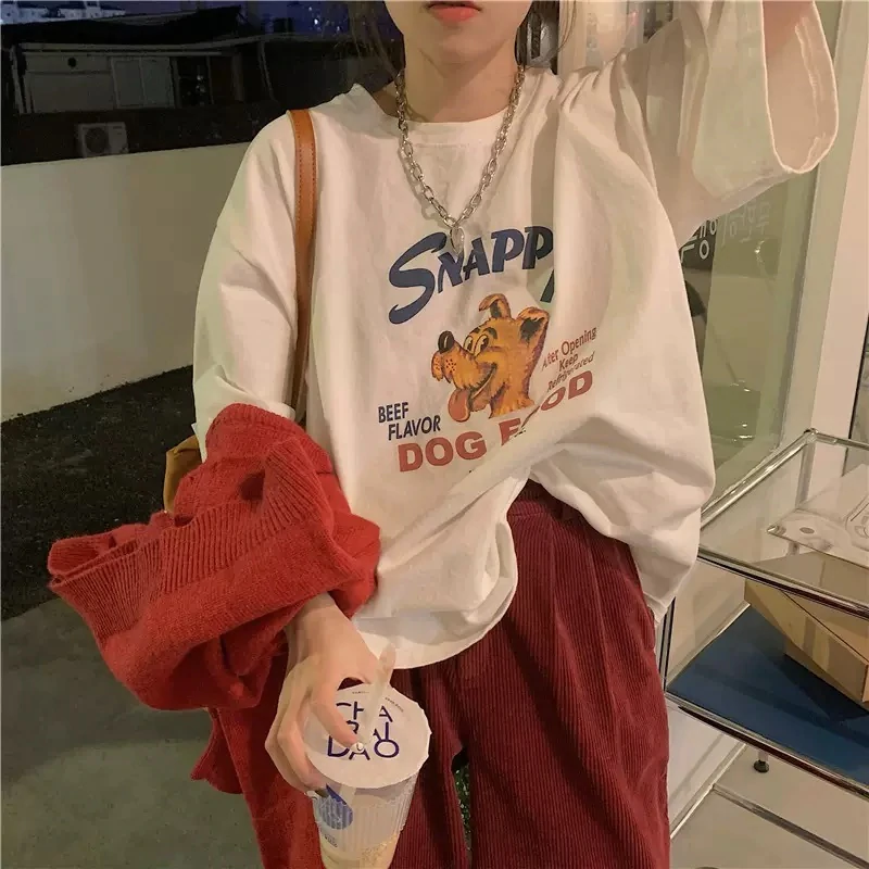 韓国っぱ古着ライク カジュアルオーバーサイズ 半袖Tシャツ アニマル