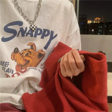 画像をギャラリービューアに読み込む, 韓国っぱ古着ライク カジュアルオーバーサイズ 半袖Tシャツ アニマル
