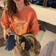 画像をギャラリービューアに読み込む, 韓国っぱ古着ライク カジュアルオーバーサイズ 半袖Tシャツ アニマル
