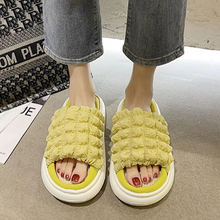 画像をギャラリービューアに読み込む, 可愛く 軽やか  ワッフル デザイン サンダル 楽ちん PU カジュアル フラットソール ３cm 美脚見え スリッパ ３カラー 骨格ナチュラル
